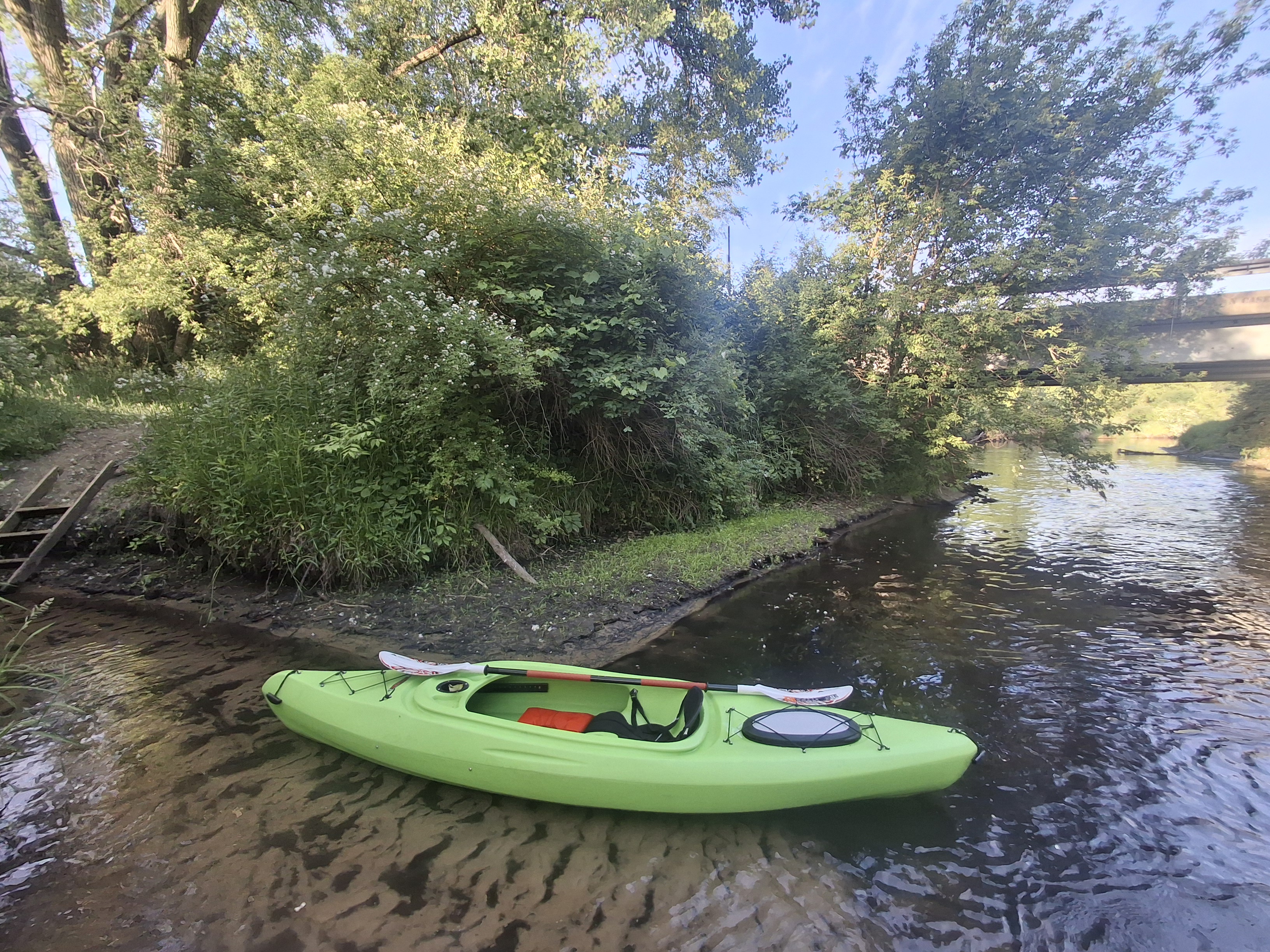 Drifting down a clear stretch of Badfish Creek